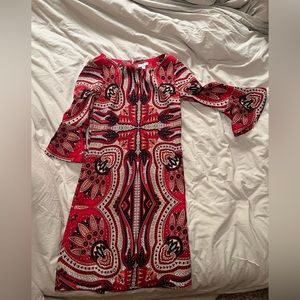 New York & Company Red Print Dress - Size Small